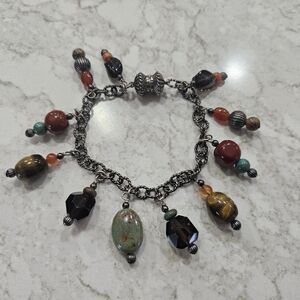 Carolyn Pollack Multi Gemstone Sterling Silver Magnetic Bracelet 7.5"